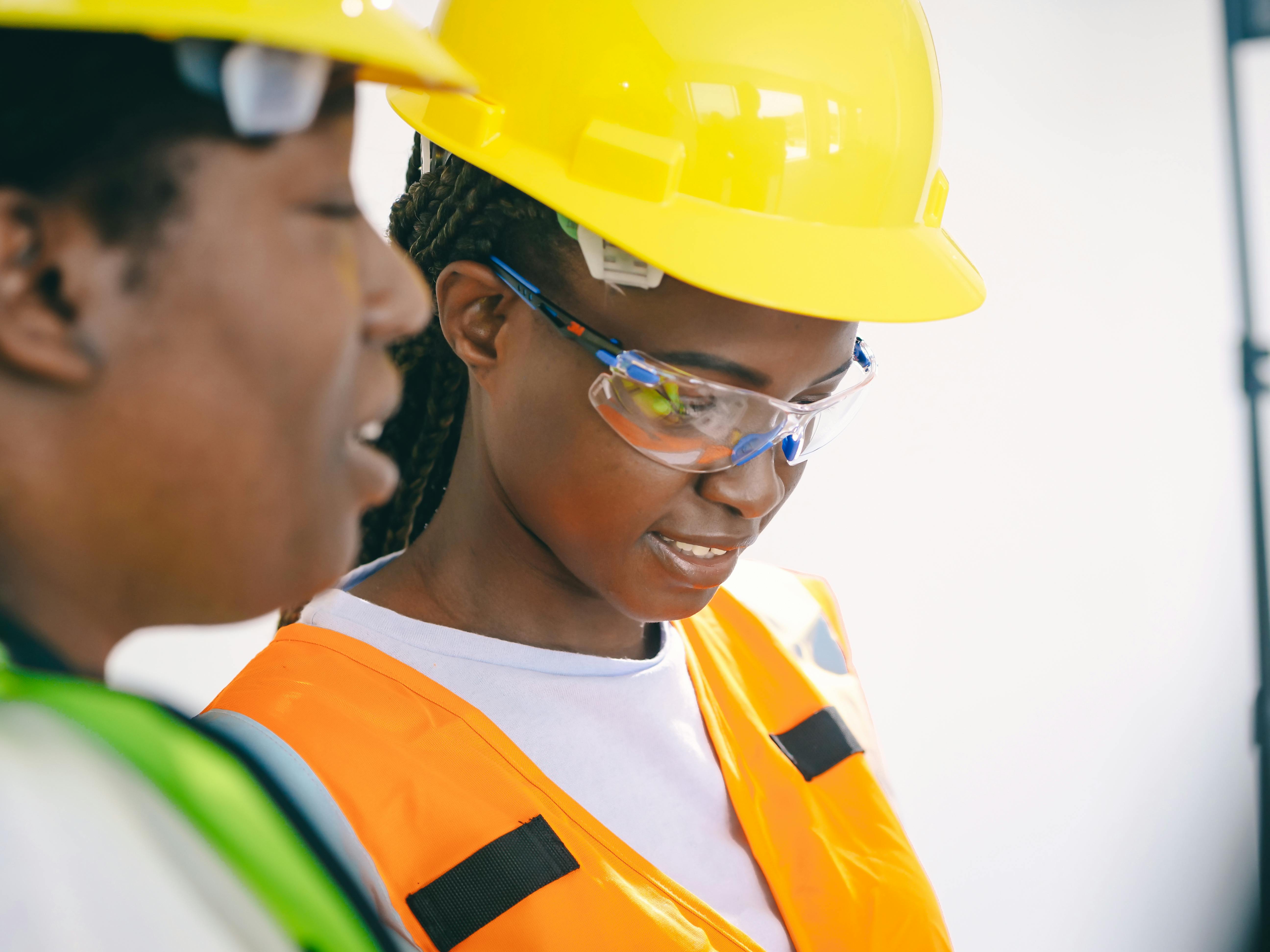 woman wearing safety glasses